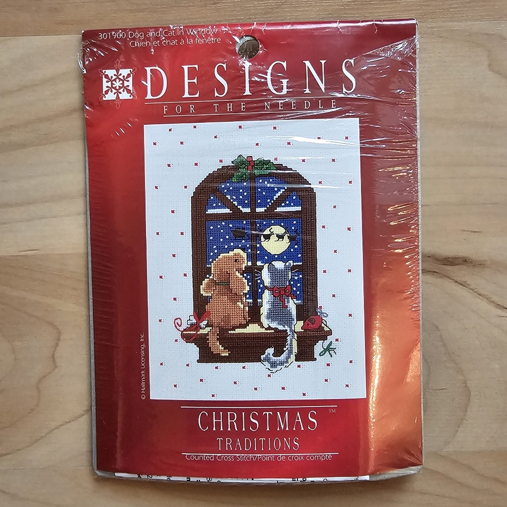 Leisure Arts Cross Stitch Kit "Dog and Cat in Window"